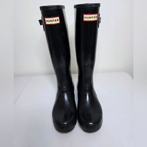 Hunter Original Tall Black Gloss Rain Boot Size 8
